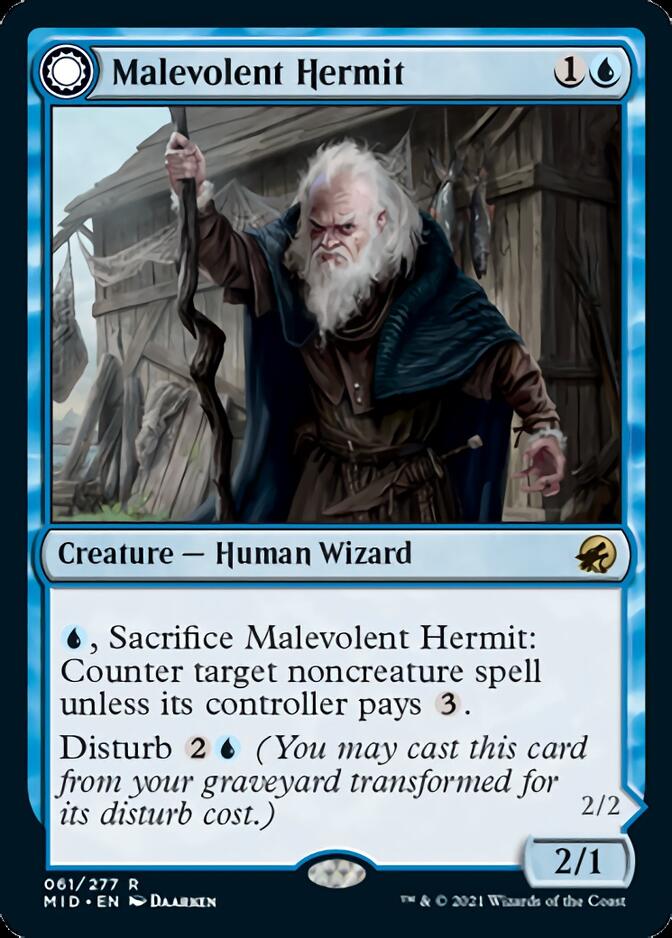 Malevolent Hermit // Benevolent Geist [Innistrad: Midnight Hunt] | Gamers Paradise