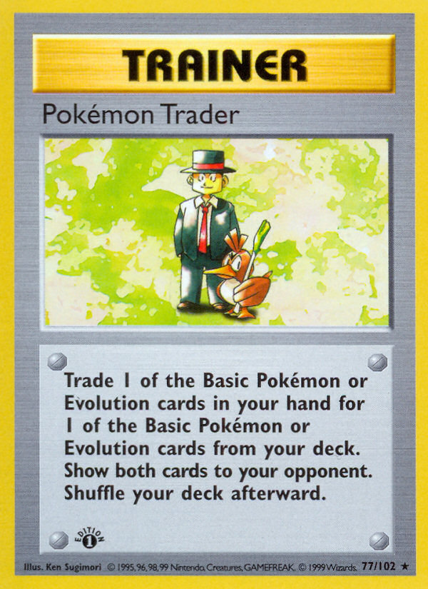 Pokemon Trader (77/102) (Shadowless) [Base Set 1st Edition] | Gamers Paradise