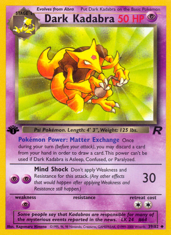 Dark Kadabra (39/82) [Team Rocket 1st Edition] | Gamers Paradise