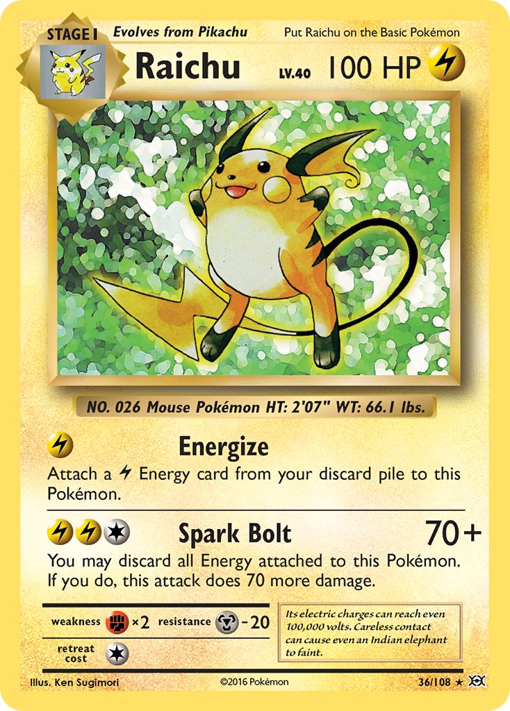 Raichu (36/108) (Theme Deck Exclusive) [XY: Evolutions] | Gamers Paradise