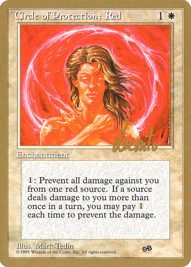 Circle of Protection: Red (Michael Loconto) (SB) (4ED) [Pro Tour Collector Set] | Gamers Paradise
