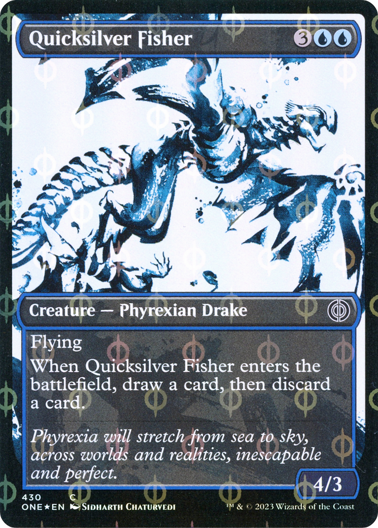 Quicksilver Fisher (Showcase Ichor Step-and-Compleat Foil) [Phyrexia: All Will Be One] | Gamers Paradise