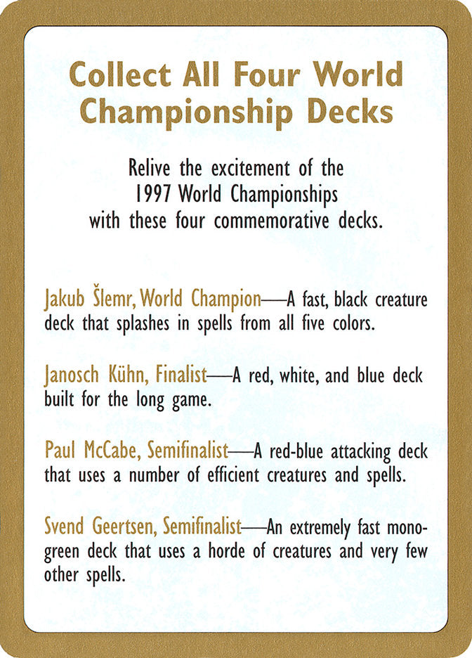 1997 World Championships Ad [World Championship Decks 1997] | Gamers Paradise