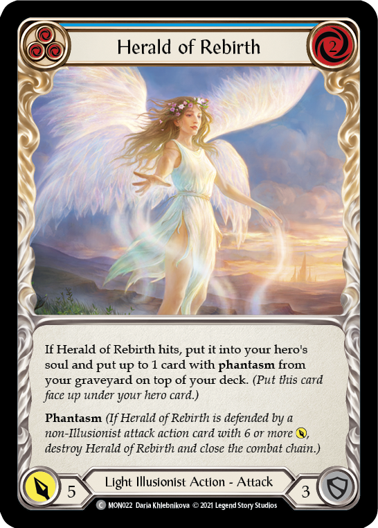 Herald of Rebirth (Blue) [MON022-RF] 1st Edition Rainbow Foil | Gamers Paradise