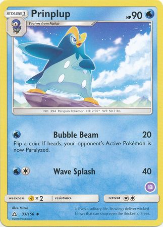 Prinplup (33/156) (Deck Exclusive #13) [Sun & Moon: Trainer Kit - Alolan Sandslash] | Gamers Paradise