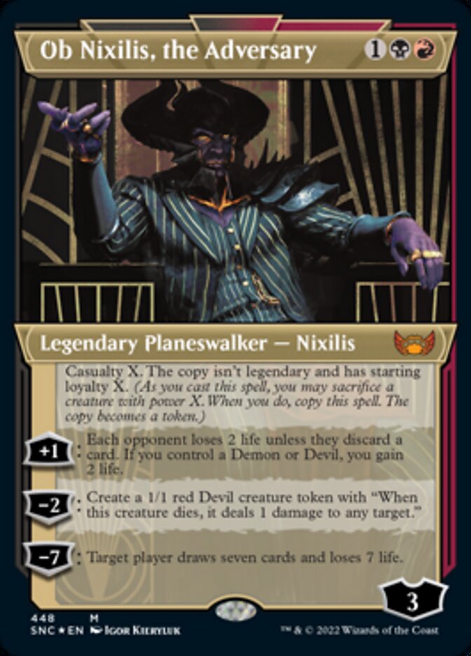 Ob Nixilis, the Adversary (Showcase Art Deco Foil Etched) [Streets of New Capenna] | Gamers Paradise