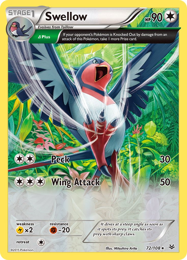 Swellow (72/108) (Theme Deck Exclusive) [XY: Roaring Skies] | Gamers Paradise