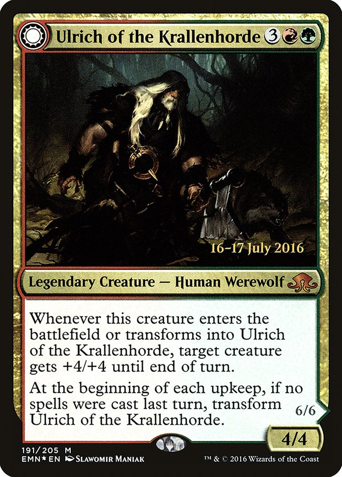 Ulrich of the Krallenhorde // Ulrich, Uncontested Alpha [Eldritch Moon Prerelease Promos] | Gamers Paradise