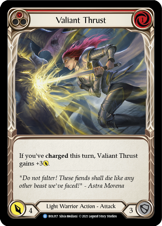 Valiant Thrust (Red) [BOL017] (Monarch Boltyn Blitz Deck) | Gamers Paradise