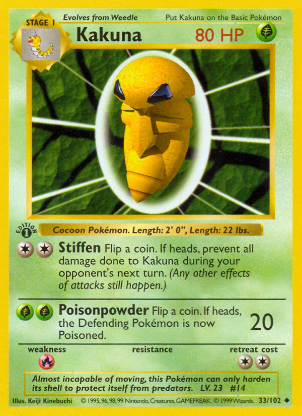 Kakuna (33/102) (Shadowless) [Base Set 1st Edition] | Gamers Paradise