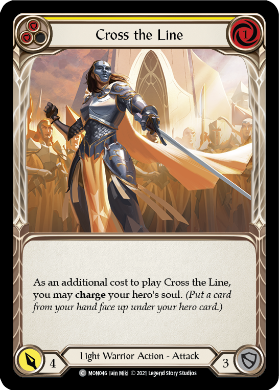 Cross the Line (Yellow) [MON046-RF] 1st Edition Rainbow Foil | Gamers Paradise