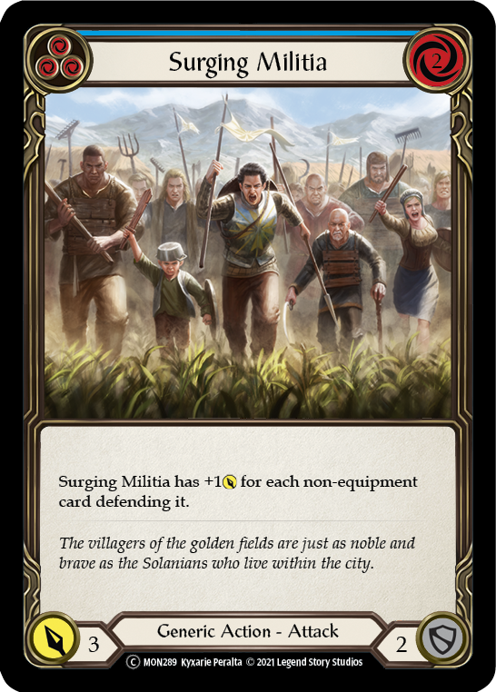 Surging Militia (Blue) [U-MON289-RF] Unlimited Rainbow Foil | Gamers Paradise