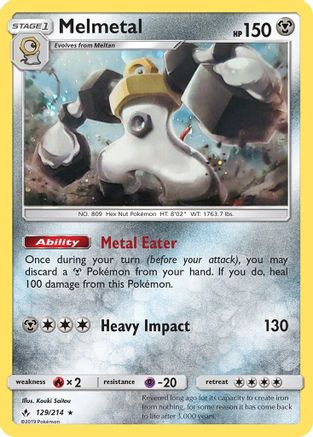 Melmetal (129/214) (Cosmos Holo) [Sun & Moon: Unbroken Bonds] | Gamers Paradise