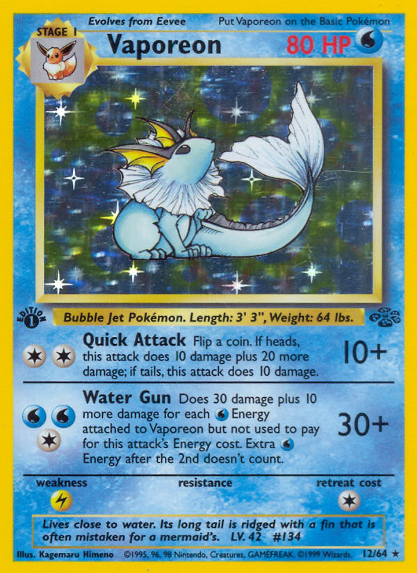 Vaporeon (12/64) [Jungle 1st Edition] | Gamers Paradise