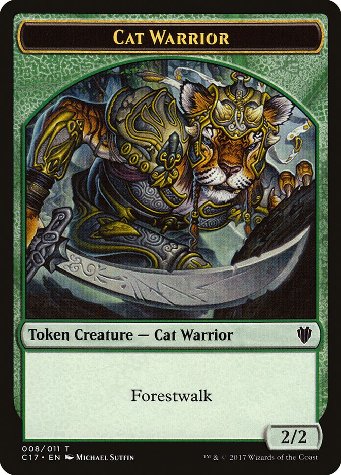 Cat Warrior (008) // Rat (003) Double-Sided Token [Commander 2017 Tokens] | Gamers Paradise