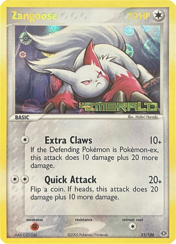 Zangoose (21/106) (Stamped) [EX: Emerald] | Gamers Paradise