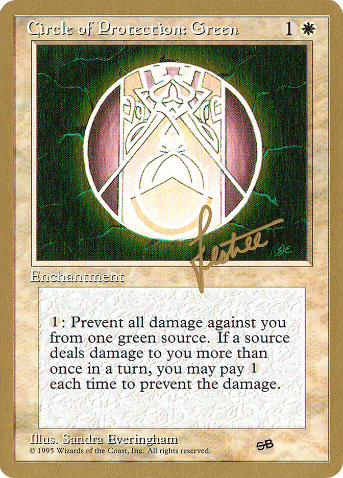 Circle of Protection: Green (Bertrand Lestree) (SB) (4ED) [Pro Tour Collector Set] | Gamers Paradise