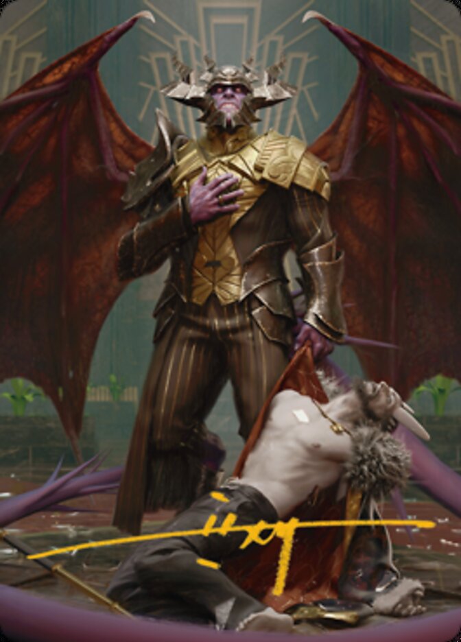 Ob Nixilis, the Adversary 1 Art Card (Gold-Stamped Signature) [Streets of New Capenna Art Series] | Gamers Paradise