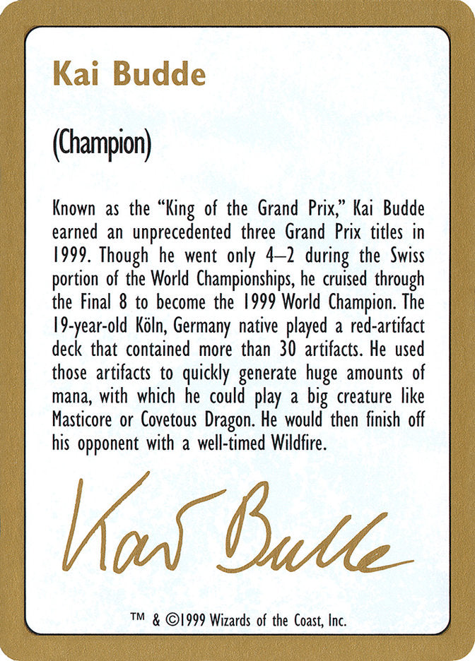 Kai Budde Bio [World Championship Decks 1999] | Gamers Paradise