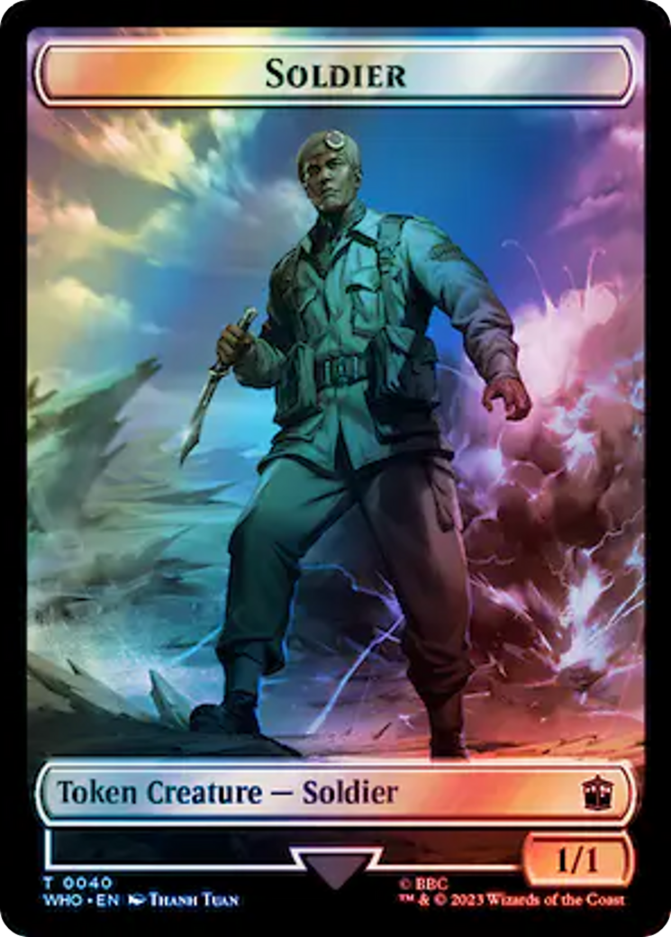 Soldier // Beast Double-Sided Token (Surge Foil) [Doctor Who Tokens] | Gamers Paradise