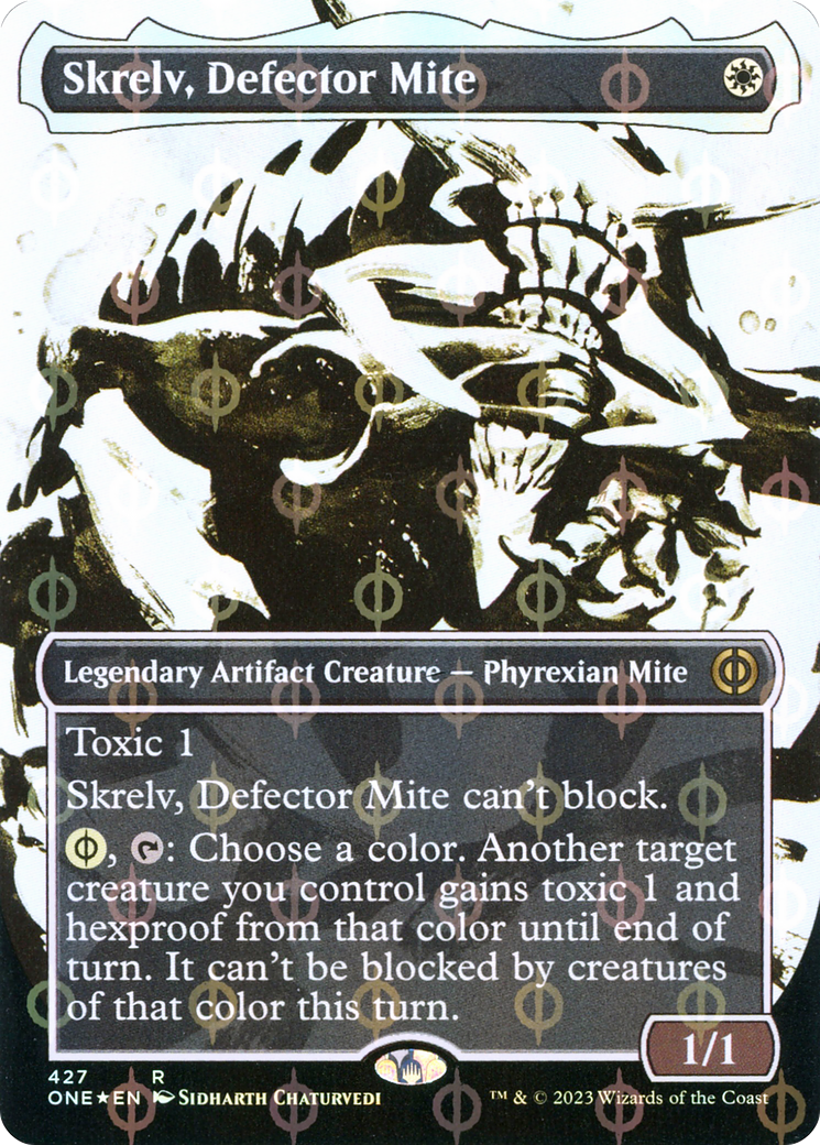 Skrelv, Defector Mite (Borderless Ichor Step-and-Compleat Foil) [Phyrexia: All Will Be One] | Gamers Paradise