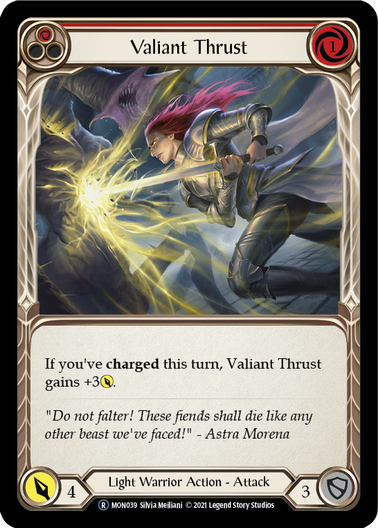 Valiant Thrust (Red) [U-MON039-RF] Unlimited Rainbow Foil | Gamers Paradise