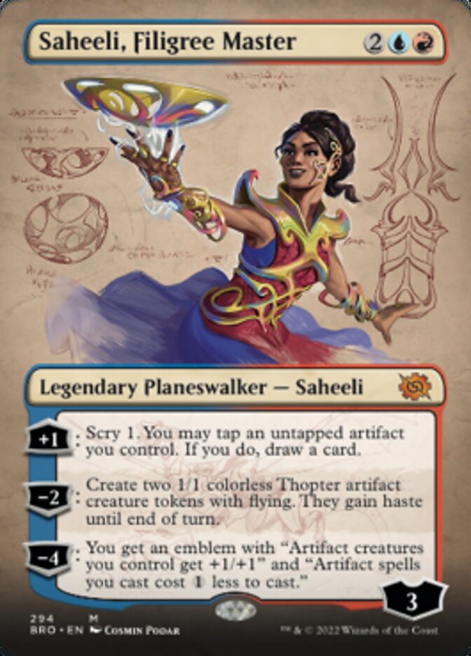 Saheeli, Filigree Master (Borderless Alternate Art) [The Brothers' War] | Gamers Paradise