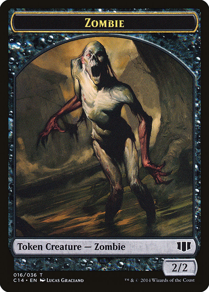Horror // Zombie (016/036) Double-Sided Token [Commander 2014 Tokens] | Gamers Paradise