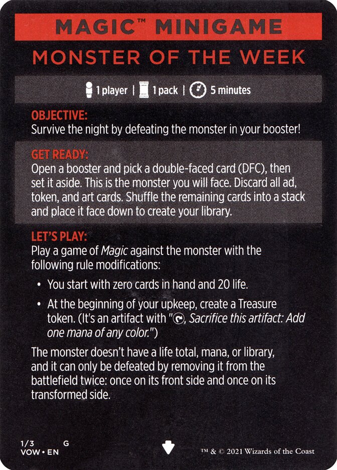 Monster of The Week (Magic Minigame) [Innistrad: Crimson Vow Minigame] | Gamers Paradise