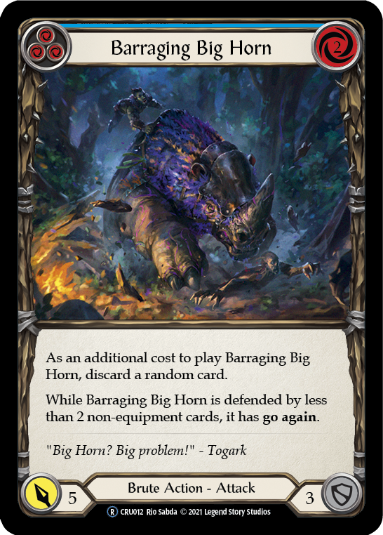 Barraging Big Horn (Blue) [U-CRU012-RF] Unlimited Rainbow Foil | Gamers Paradise