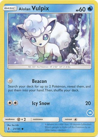 Alolan Vulpix (21/145) (Deck Exclusive #14) [Sun & Moon: Trainer Kit - Alolan Ninetales] | Gamers Paradise