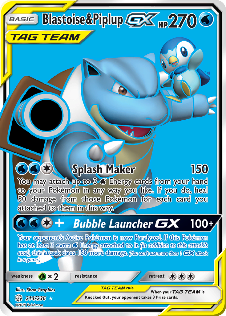 Blastoise & Piplup GX (214/236) [Sun & Moon: Cosmic Eclipse] | Gamers Paradise