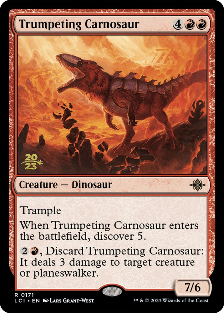 Trumpeting Carnosaur [The Lost Caverns of Ixalan Prerelease Cards] | Gamers Paradise