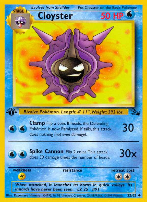 Cloyster (32/62) [Fossil 1st Edition] | Gamers Paradise