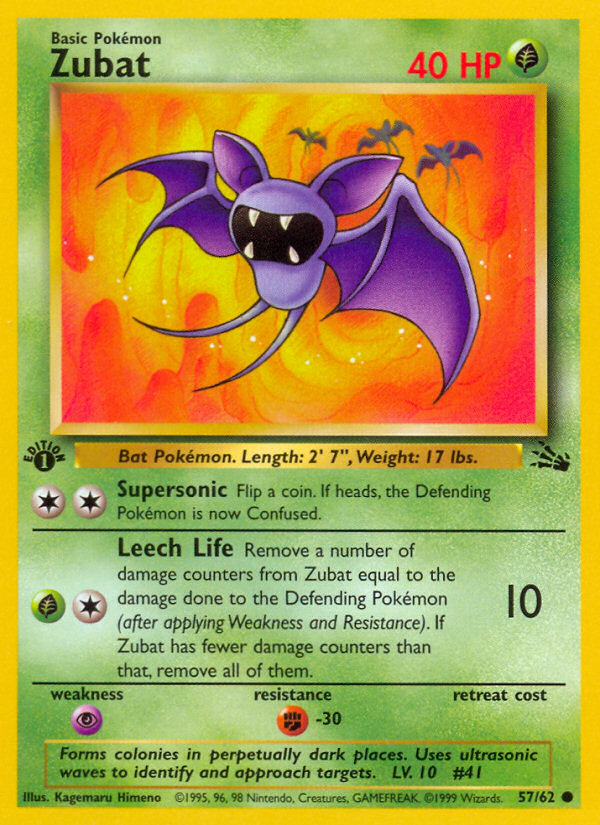 Zubat (57/62) [Fossil 1st Edition] | Gamers Paradise