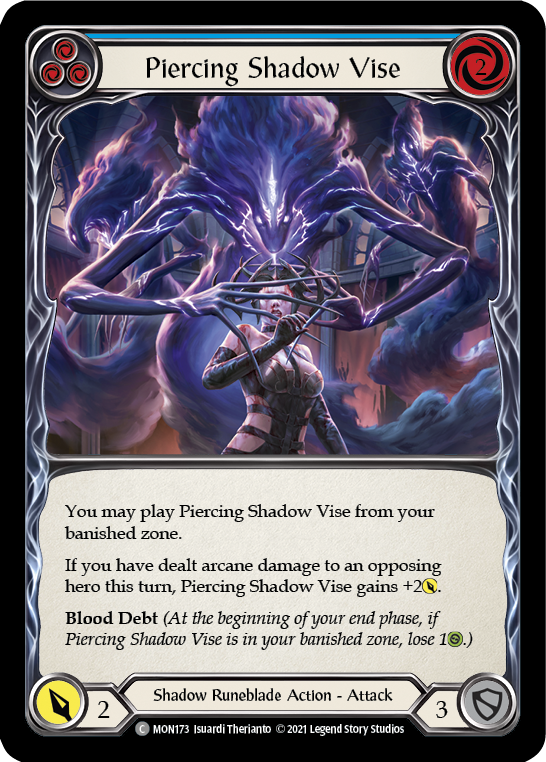 Piercing Shadow Vise (Blue) [MON173-RF] 1st Edition Rainbow Foil | Gamers Paradise