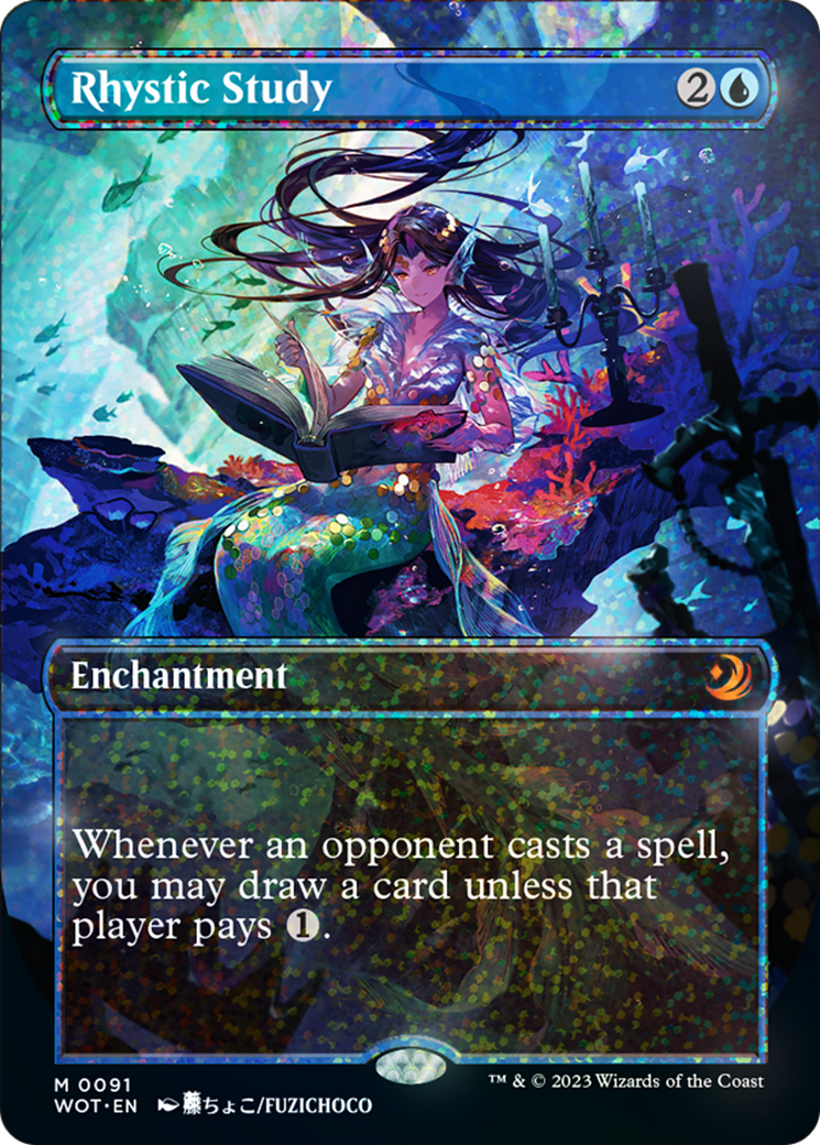 Rhystic Study (Anime Borderless) (Confetti Foil) [Wilds of Eldraine: Enchanting Tales] | Gamers Paradise