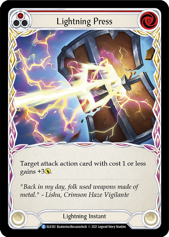 Lightning Press (Red) [ELE183] (Tales of Aria)  1st Edition Rainbow Foil | Gamers Paradise