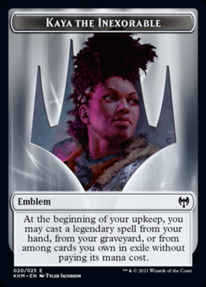 Kaya the Inexorable Emblem [Kaldheim Tokens] | Gamers Paradise