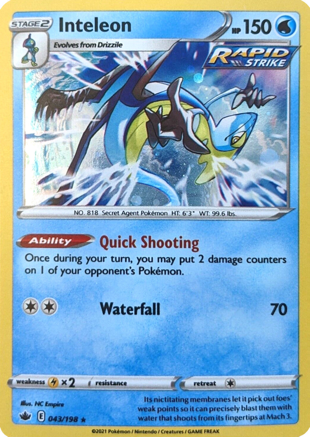 Inteleon (043/198) (Cosmos Holo) [Sword & Shield: Chilling Reign] | Gamers Paradise