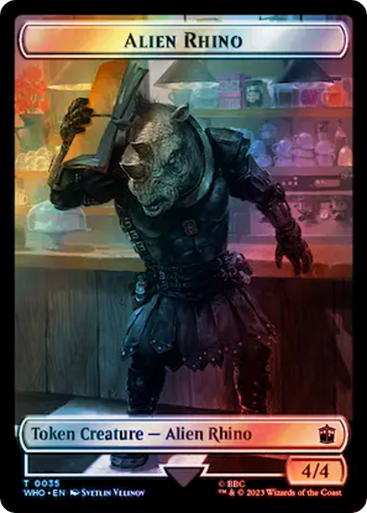 Alien Rhino // Cyberman Double-Sided Token (Surge Foil) [Doctor Who Tokens] | Gamers Paradise