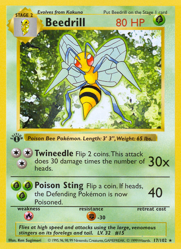 Beedrill (17/102) (Shadowless) [Base Set 1st Edition] | Gamers Paradise