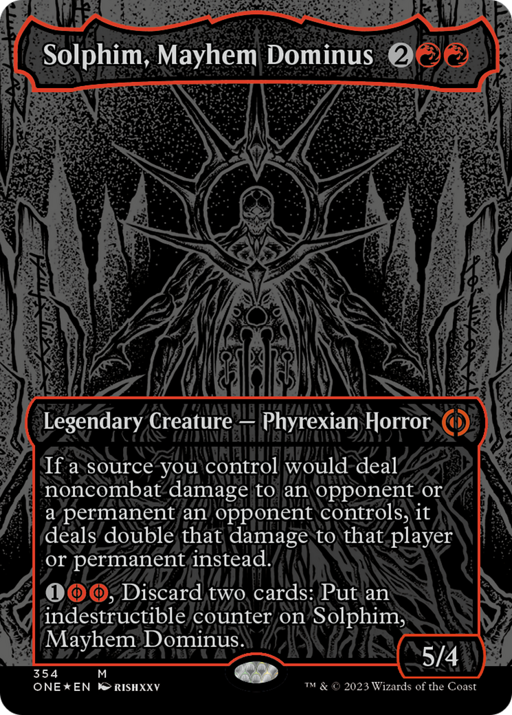 Solphim, Mayhem Dominus (Oil Slick Raised Foil) [Phyrexia: All Will Be One] | Gamers Paradise