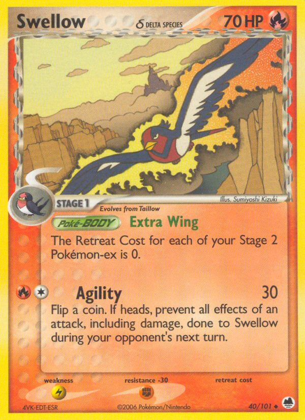 Swellow (40/101) (Delta Species) [EX: Dragon Frontiers] | Gamers Paradise