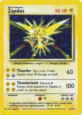 Zapdos (16/102) [Base Set Unlimited] | Gamers Paradise