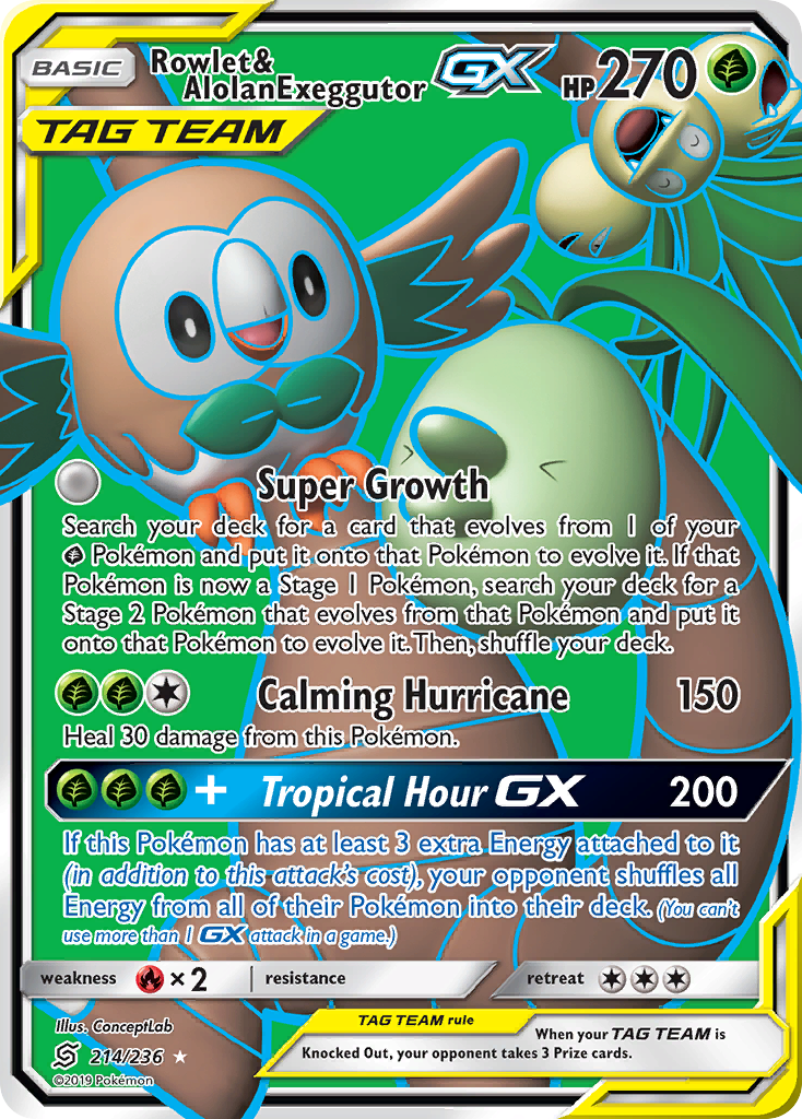 Rowlet & Alolan Exeggutor GX (214/236) [Sun & Moon: Unified Minds] | Gamers Paradise