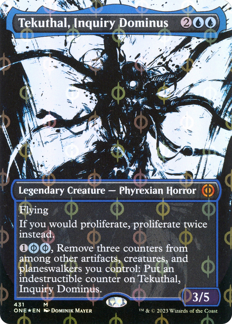 Tekuthal, Inquiry Dominus (Borderless Ichor Step-and-Compleat Foil) [Phyrexia: All Will Be One] | Gamers Paradise