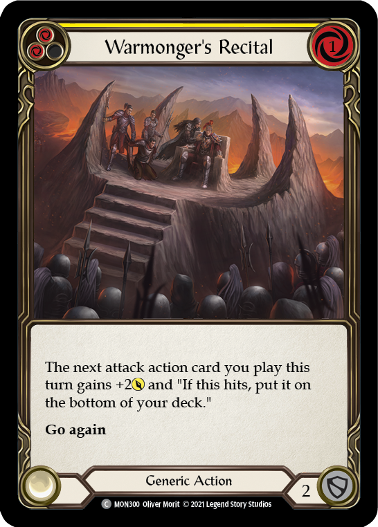 Warmonger's Recital (Yellow) [MON300-RF] 1st Edition Rainbow Foil | Gamers Paradise