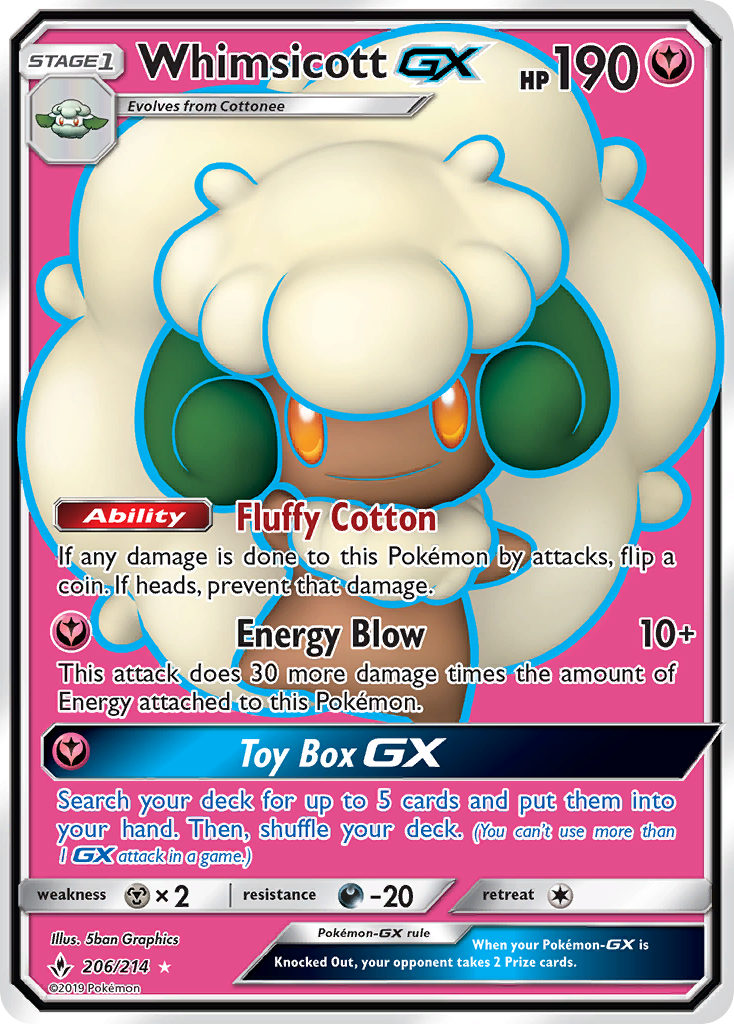 Whimsicott GX (206/214) [Sun & Moon: Unbroken Bonds] | Gamers Paradise