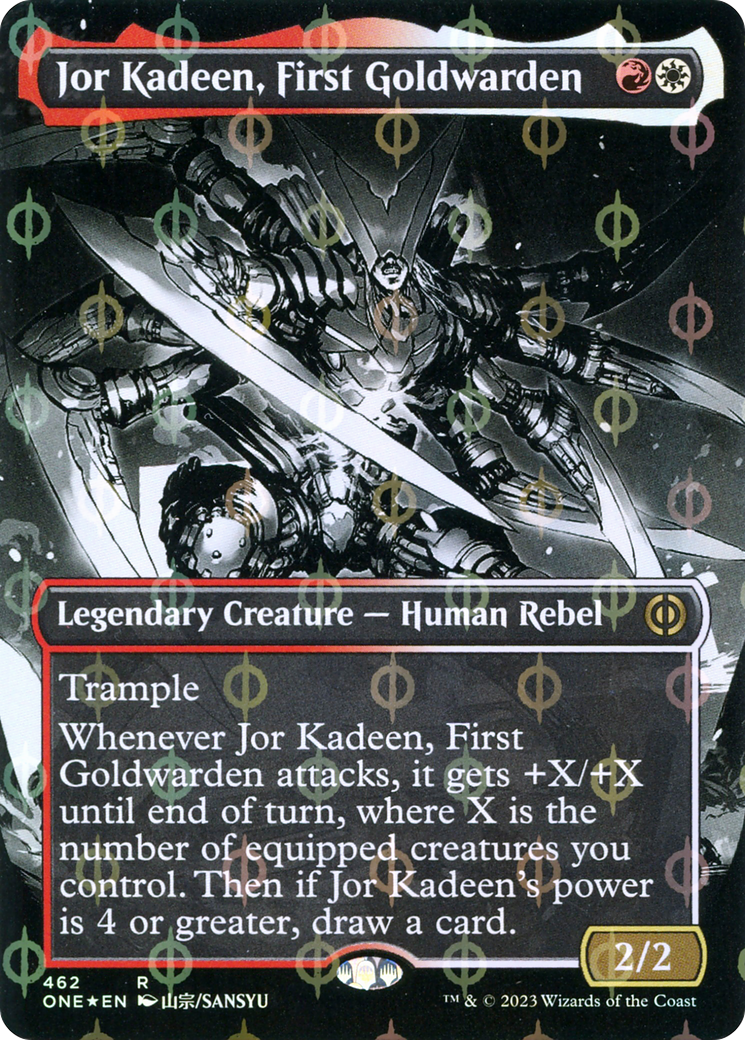 Jor Kadeen, First Goldwarden (Borderless Manga Step-and-Compleat Foil) [Phyrexia: All Will Be One] | Gamers Paradise